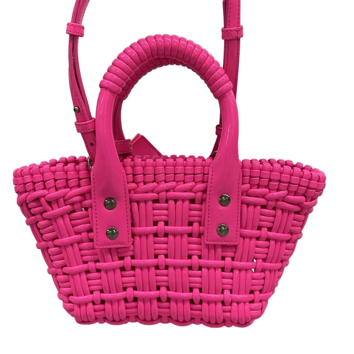 Balenciaga Tote Bistro Xxs Basket Pink Mini Bag Braided Cotton — view 3