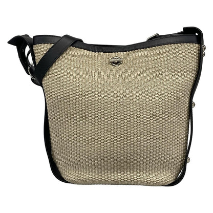Balenciaga Shoulder Bag Ivory Black Basket Leather