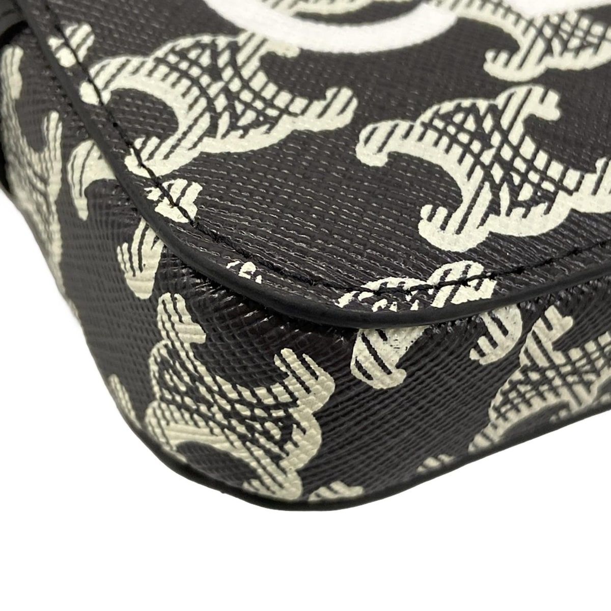 Celine Shoulder Bag Triomphe Canvas Black White with Removable Strap — view 6