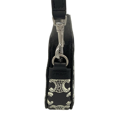 Celine Shoulder Bag Triomphe Canvas Black White with Removable Strap — view 4