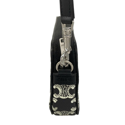 Celine Shoulder Bag Triomphe Canvas Black White with Removable Strap — view 2
