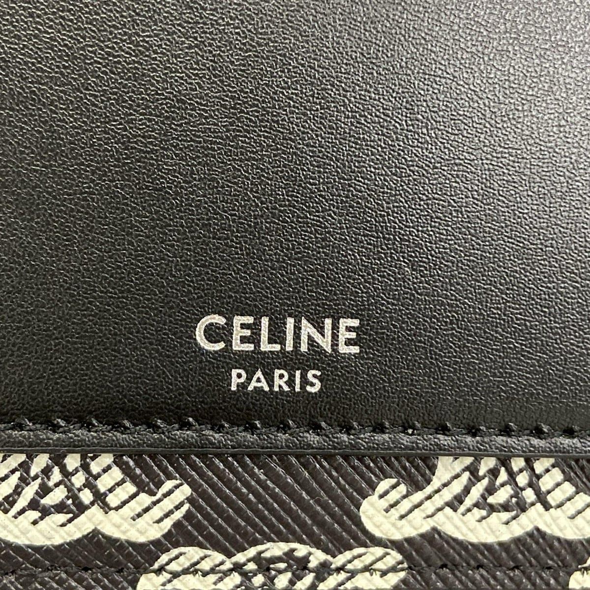 Celine Shoulder Bag Triomphe Canvas Black White with Removable Strap — view 9