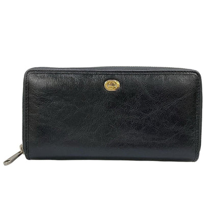 Gucci Wallet Interlocking Black Zip Around Leather
