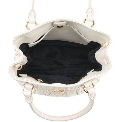 Prada Gathered Logo Leather 2-Way Shoulder Bag White — view 6