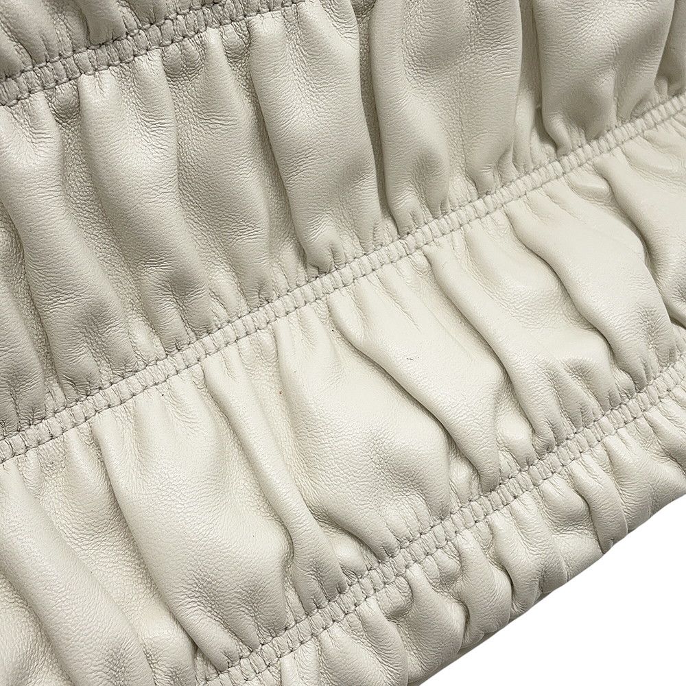 Prada Gathered Logo Leather 2-Way Shoulder Bag White — view 9
