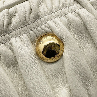 Prada Gathered Logo Leather 2-Way Shoulder Bag White — view 7