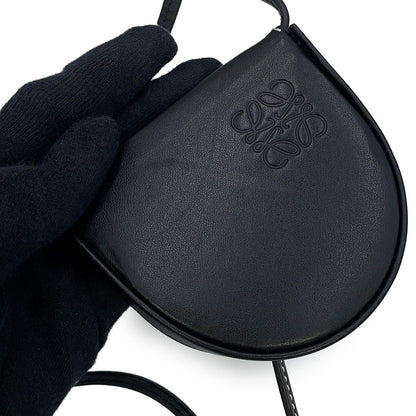 Loewe Shoulder Coin Case Heel Pouch Mini Calf Leather Purse Black — view 7
