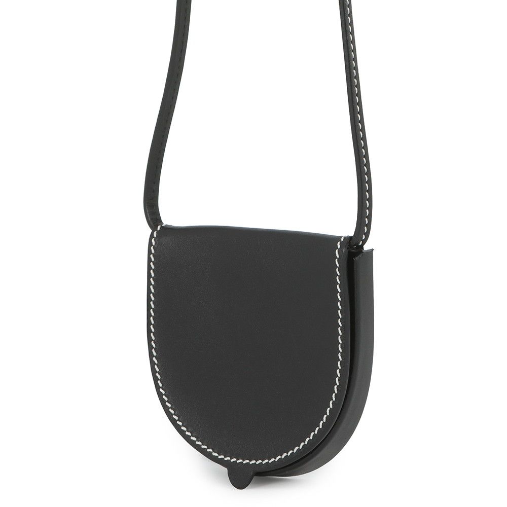Loewe Shoulder Coin Case Heel Pouch Mini Calf Leather Purse Black — view 2