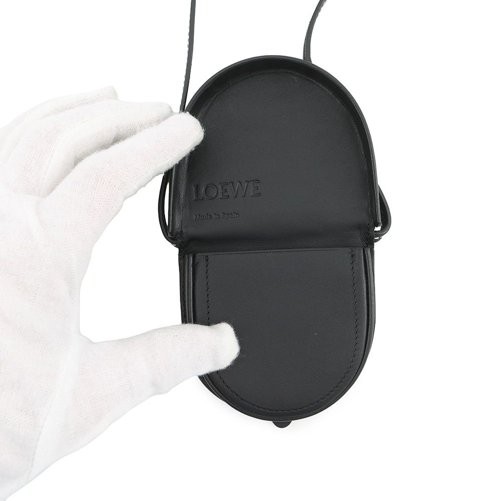 Loewe Shoulder Coin Case Heel Pouch Mini Calf Leather Purse Black — view 5