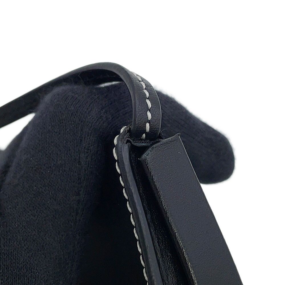 Loewe Shoulder Coin Case Heel Pouch Mini Calf Leather Purse Black — view 9