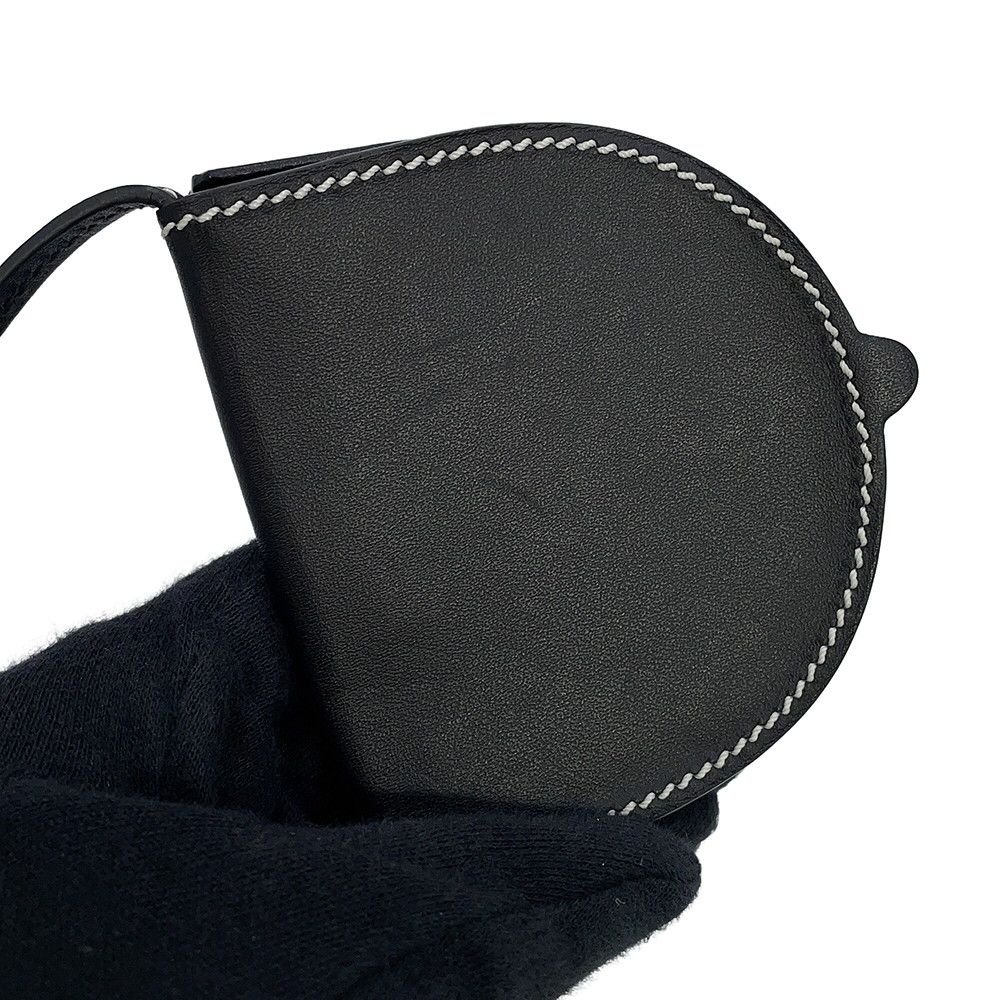 Loewe Shoulder Coin Case Heel Pouch Mini Calf Leather Purse Black — view 8