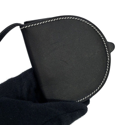 Loewe Shoulder Coin Case Heel Pouch Mini Calf Leather Purse Black — view 8