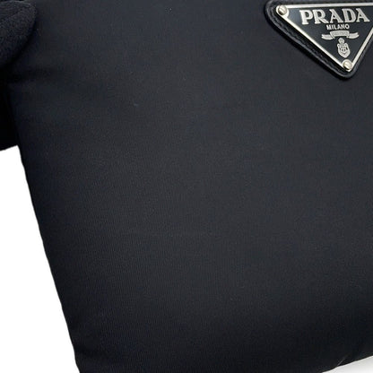 Prada Chain Shoulder Bag Triangle Logo Nylon Black — view 6