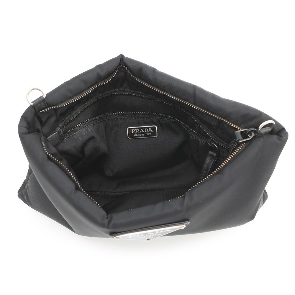 Prada Chain Shoulder Bag Triangle Logo Nylon Black — view 5