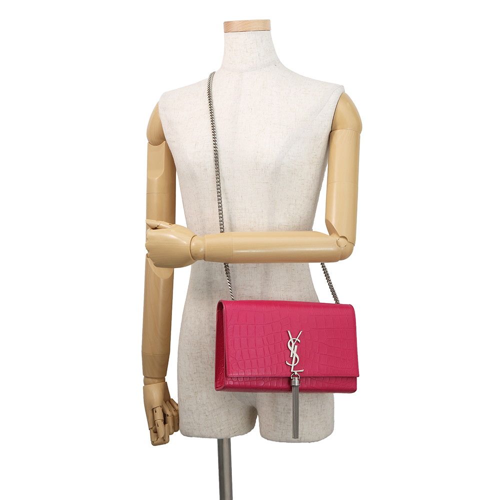 Saint Laurent Paris Shoulder Bag Kate Croco Embossed Leather — view 4