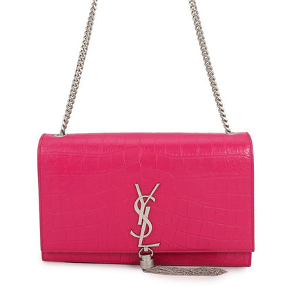 Saint Laurent Paris Shoulder Bag Kate Croco Embossed Leather