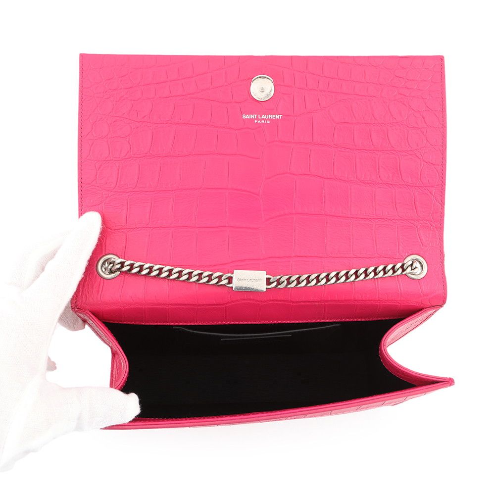 Saint Laurent Paris Shoulder Bag Kate Croco Embossed Leather — view 5