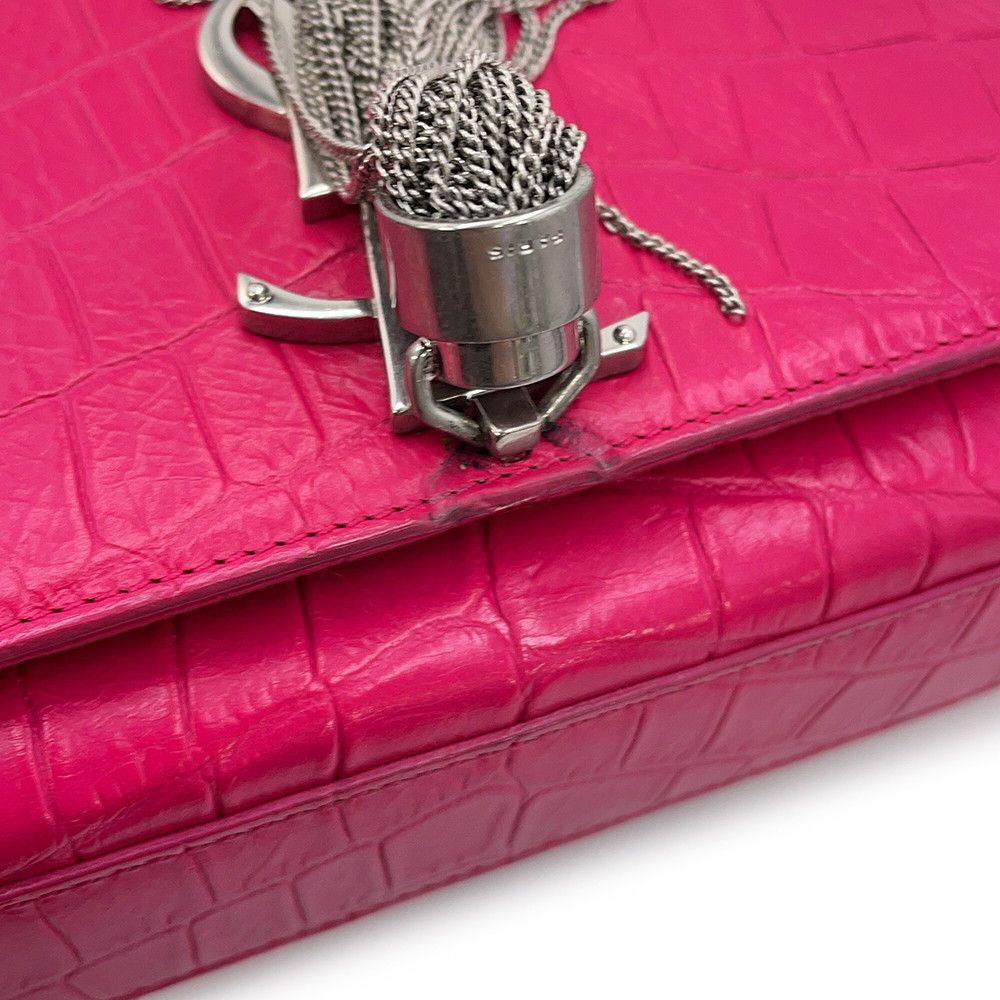 Saint Laurent Paris Shoulder Bag Kate Croco Embossed Leather — view 9