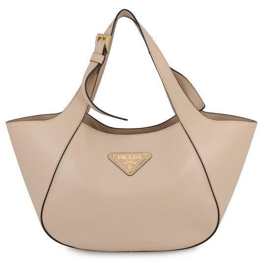 Prada Tote Shopping Triangle Logo Leather