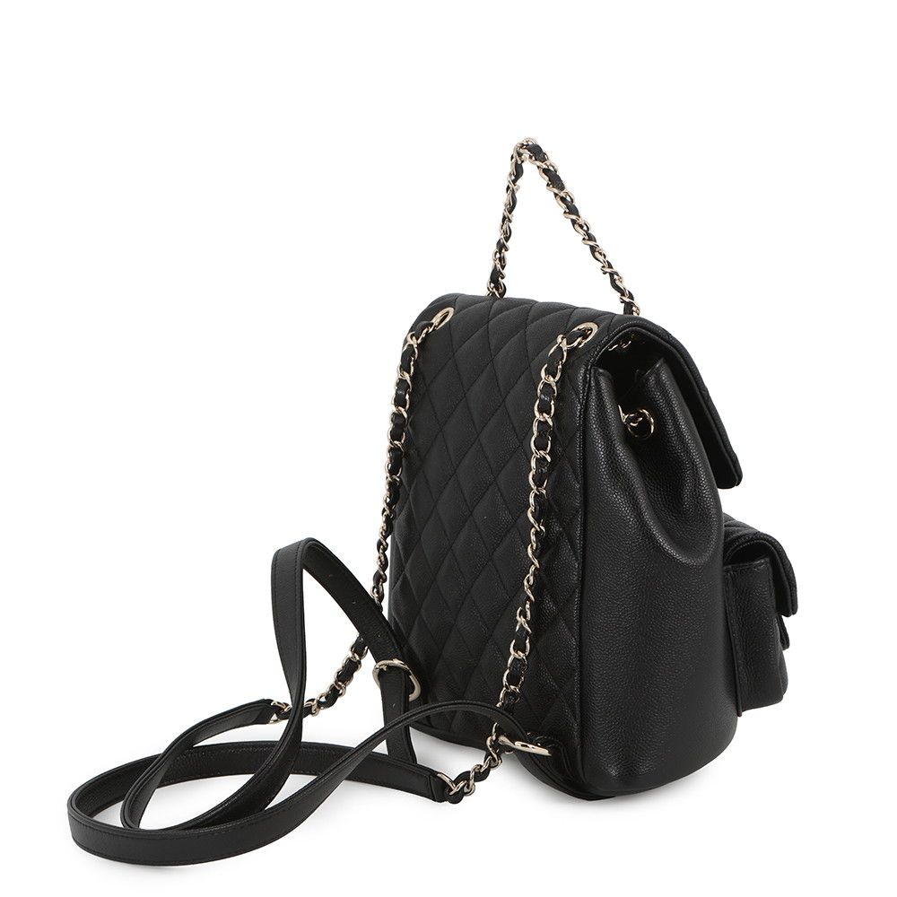 Chanel Backpack Quilted CC Logo Caviar Leather Black — view 2