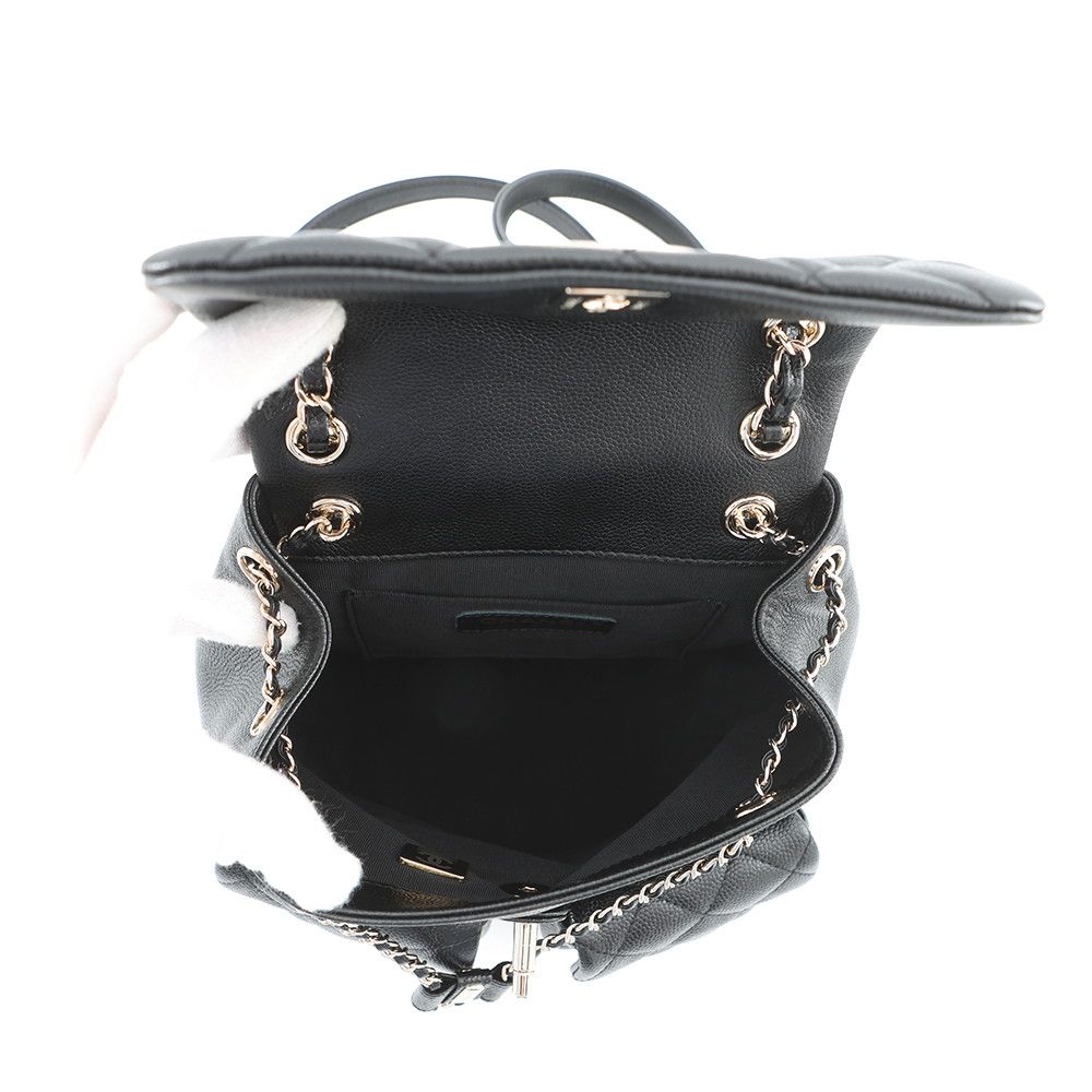 Chanel Backpack Quilted CC Logo Caviar Leather Black — view 6