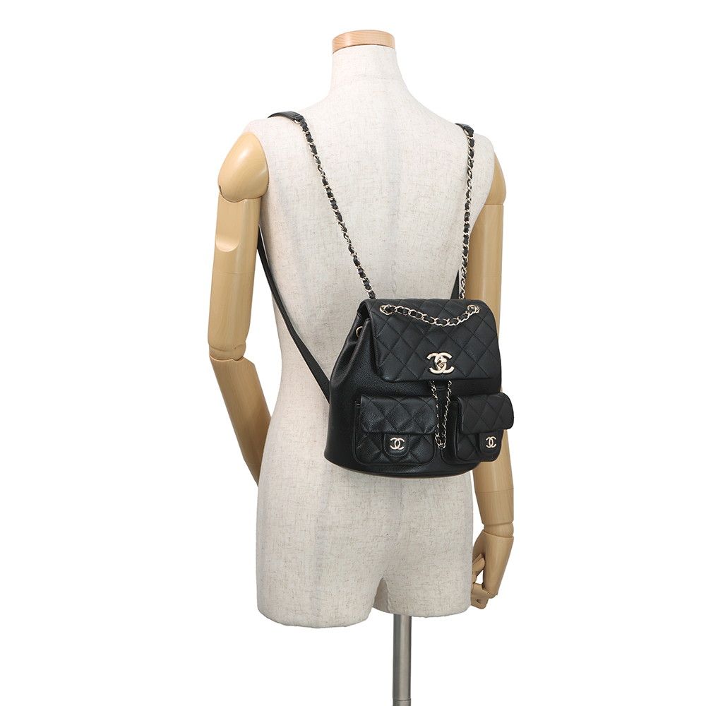 Chanel Backpack Quilted CC Logo Caviar Leather Black — view 4