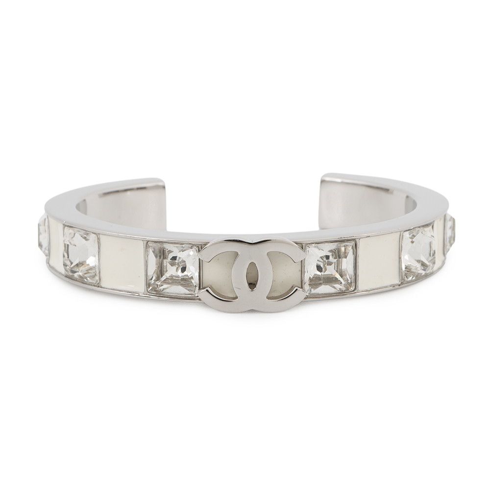 Chanel Bangle CC Logo Metal Rhinestone Bracelet