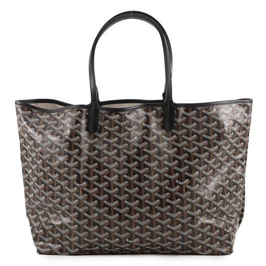 Goyard Tote Saint Louis PM Leather Black Herringbone with Pouch