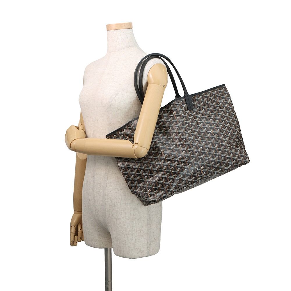 Goyard Tote Saint Louis PM Leather Black Herringbone with Pouch — view 4