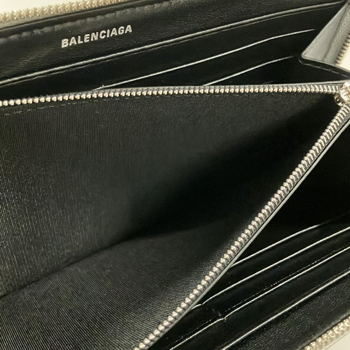Balenciaga Wallet Silver Zip Around Leather — view 4