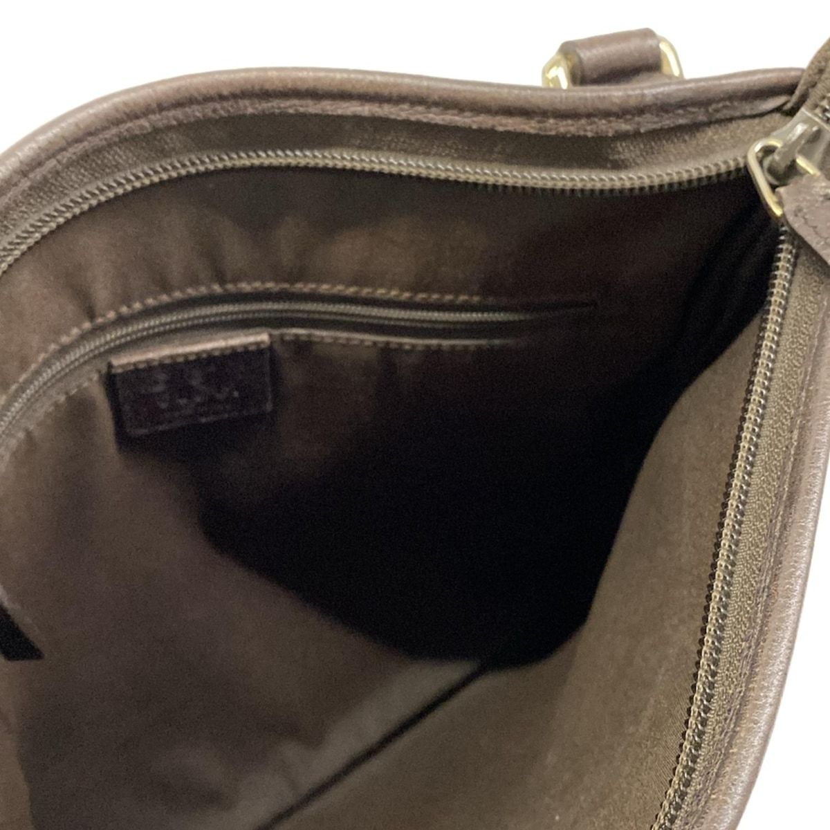 Gucci Shoulder Bag GG Supreme Beige Dark Brown Leather — view 7
