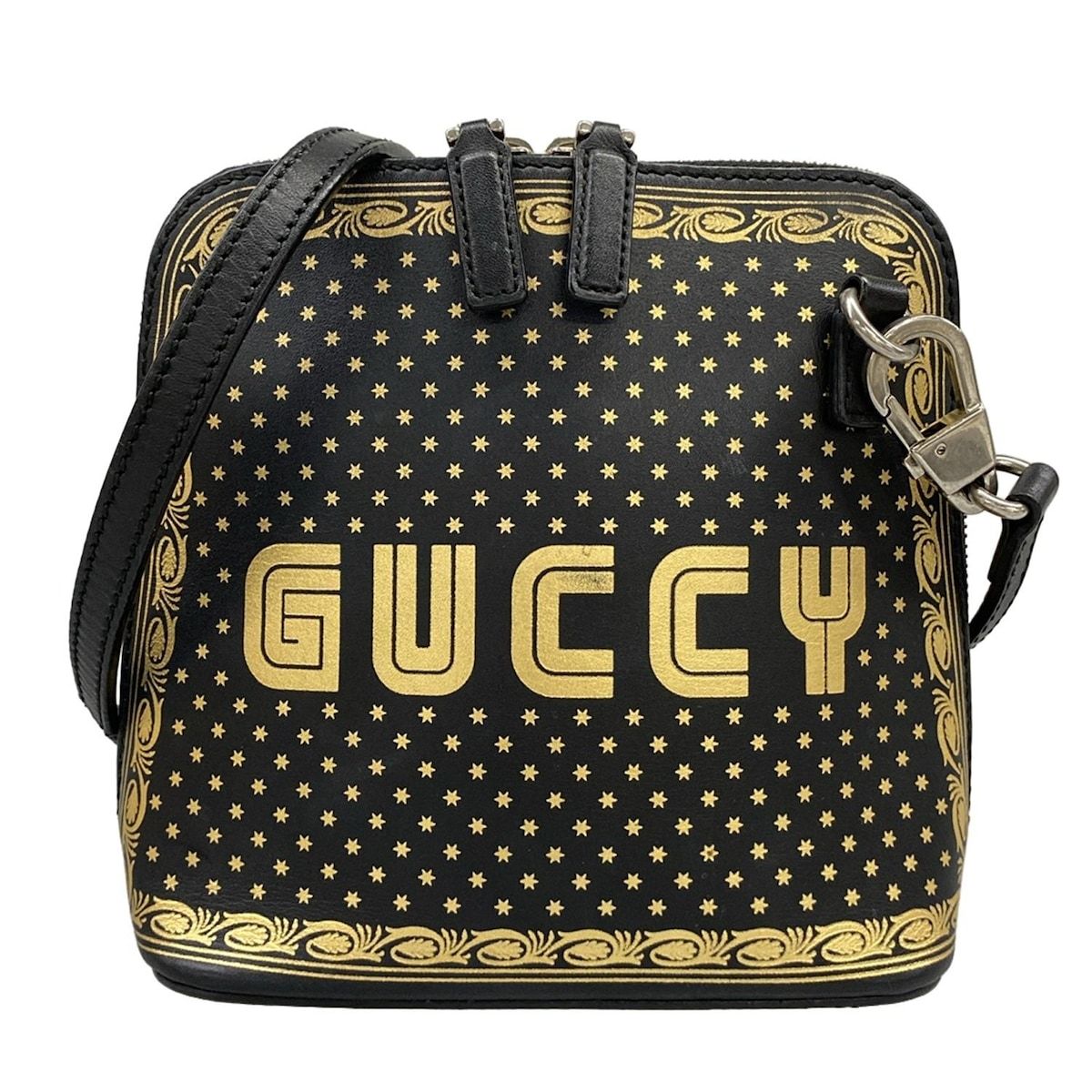 Gucci Shoulder Bag Guccy Black Gold Leather
