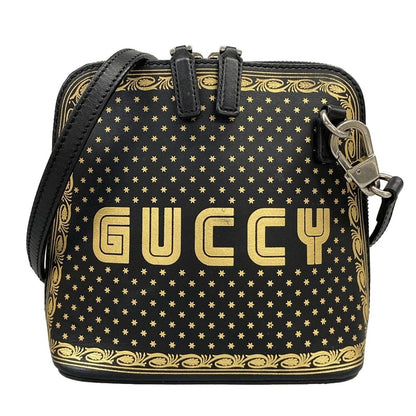 Gucci Shoulder Bag Guccy Black Gold Leather