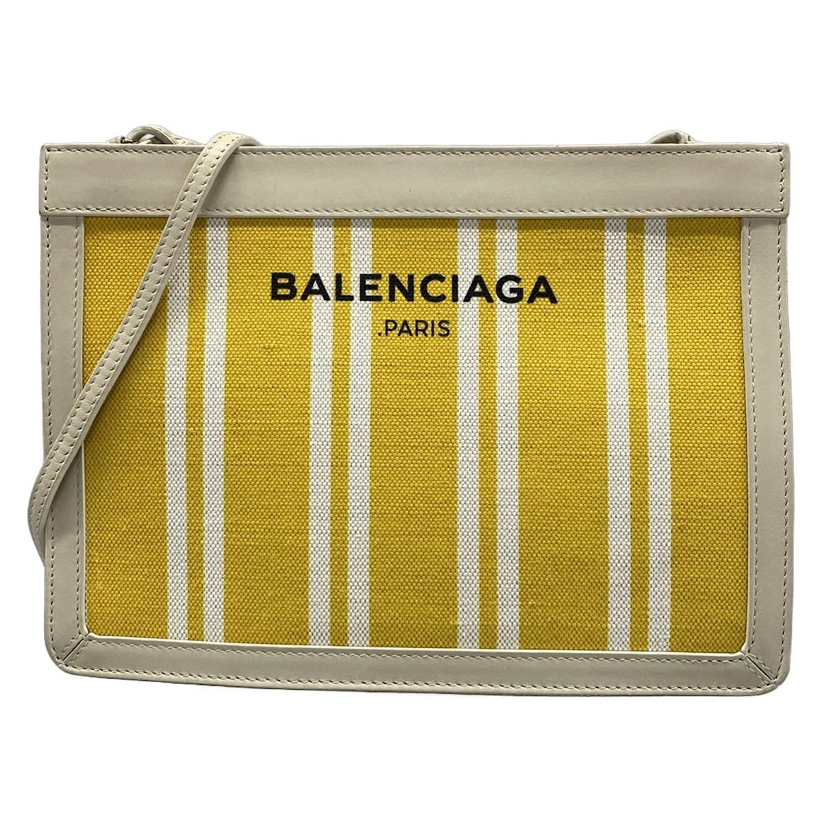 Balenciaga Shoulder Bag Navy Pochette Yellow Leather