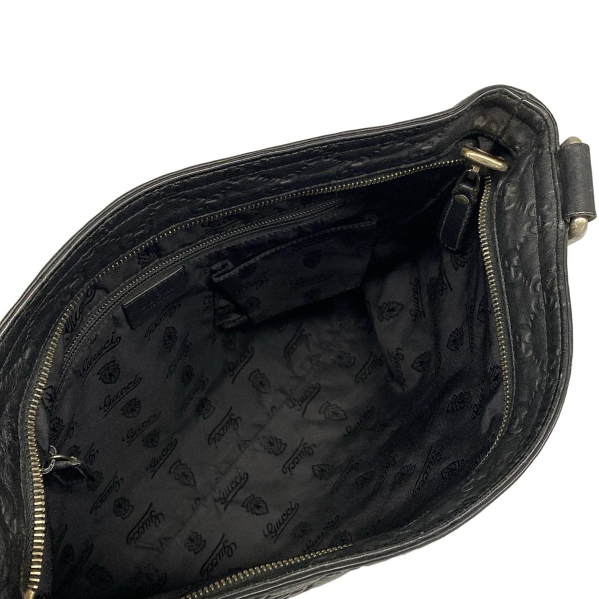 Gucci Shoulder Bag Guccissima Line Black Leather — view 7