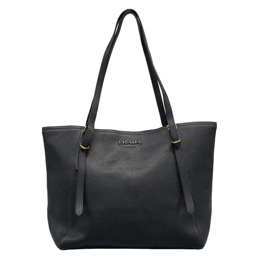 Prada Tote Black Logo Leather