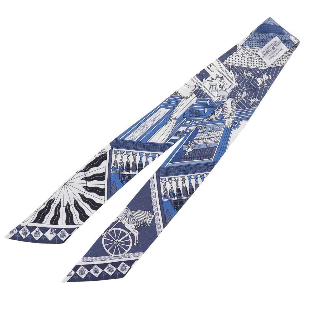 Hermes Twilly Object Curiosity Silk Blue Scarf — view 2