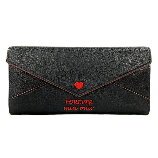 Miu Wallet Black Red Leather