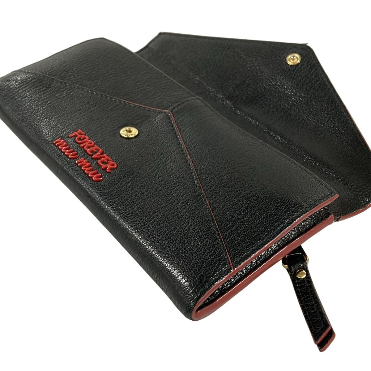 Miu Wallet Black Red Leather — view 3