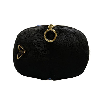 Prada Pouch Light Blue Black Drawstring Foldable Leather — view 9