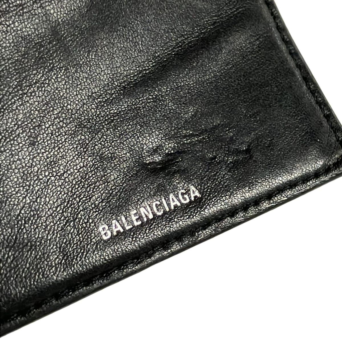 Balenciaga Trifold Wallet Cash Mini Black Leather — view 5