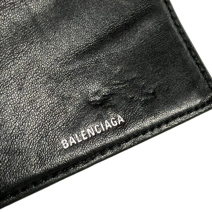 Balenciaga Trifold Wallet Cash Mini Black Leather — view 5