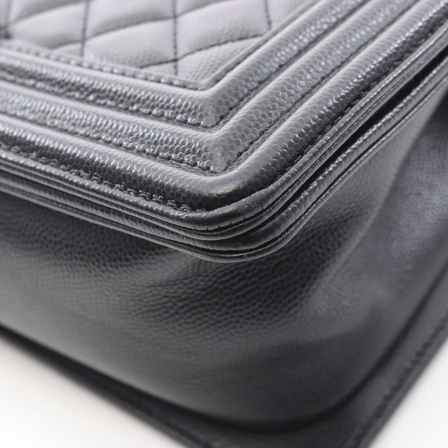 Chanel Shoulder Bag Black Caviar Leather Chain — view 9