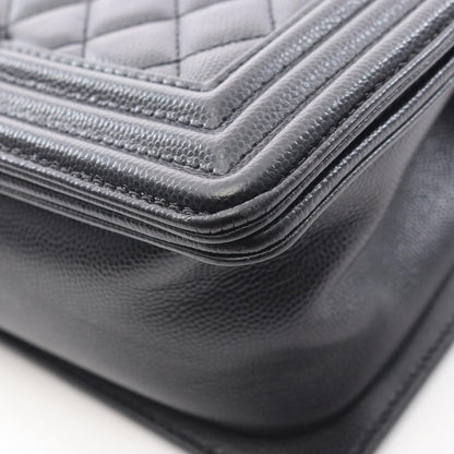 Chanel Shoulder Bag Black Caviar Leather Chain — view 9