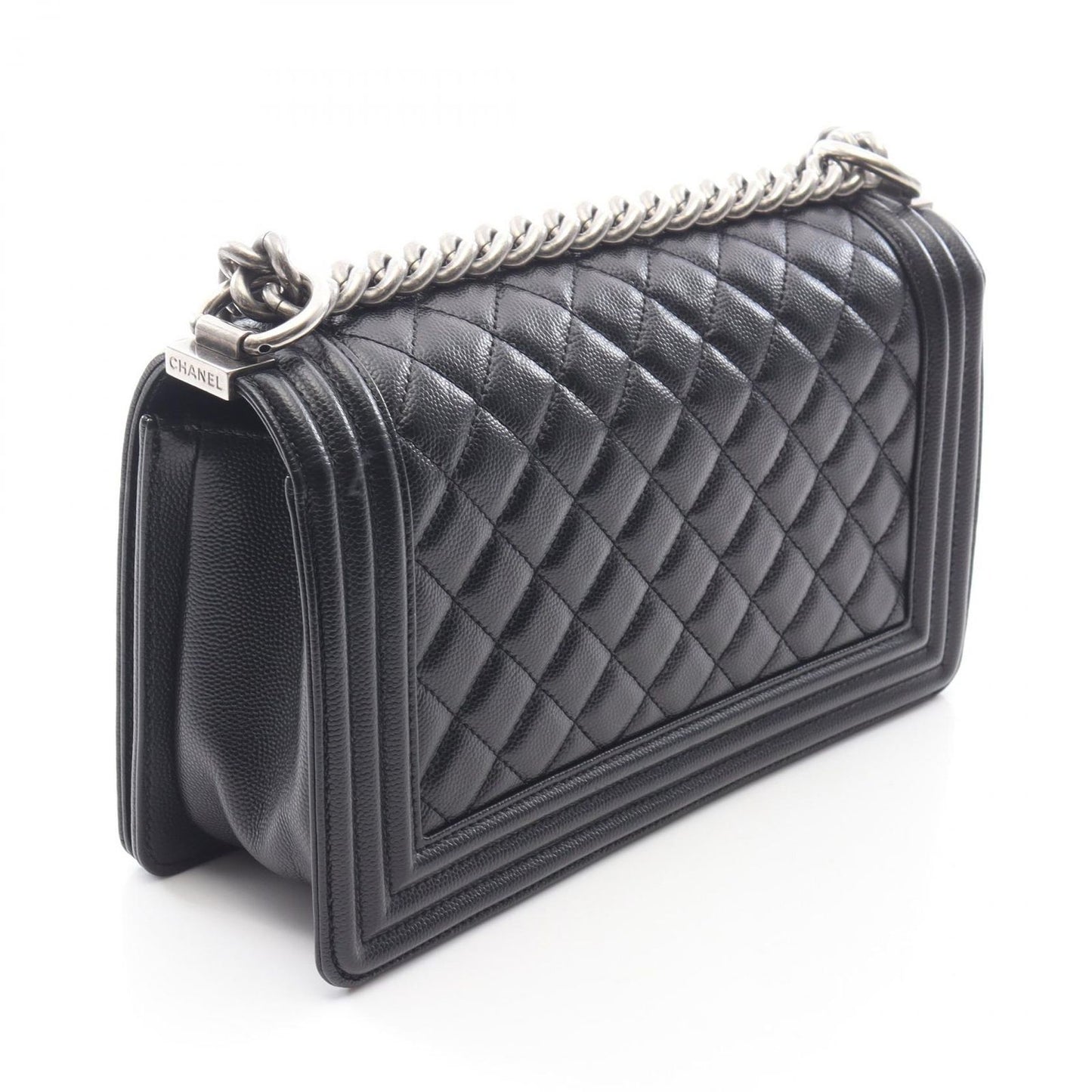 Chanel Shoulder Bag Black Caviar Leather Chain — view 2