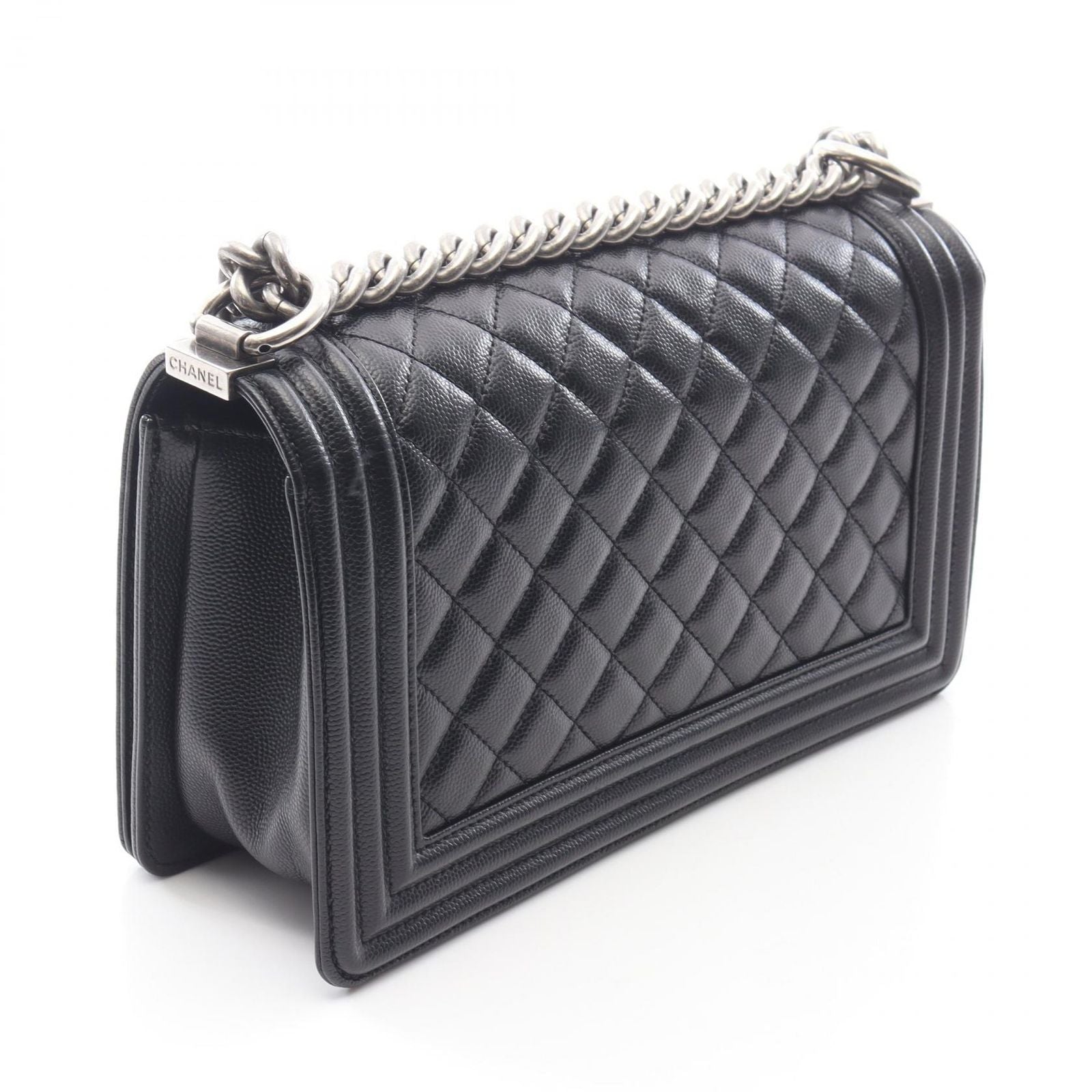 Chanel Shoulder Bag Black Caviar Leather Chain — view 2