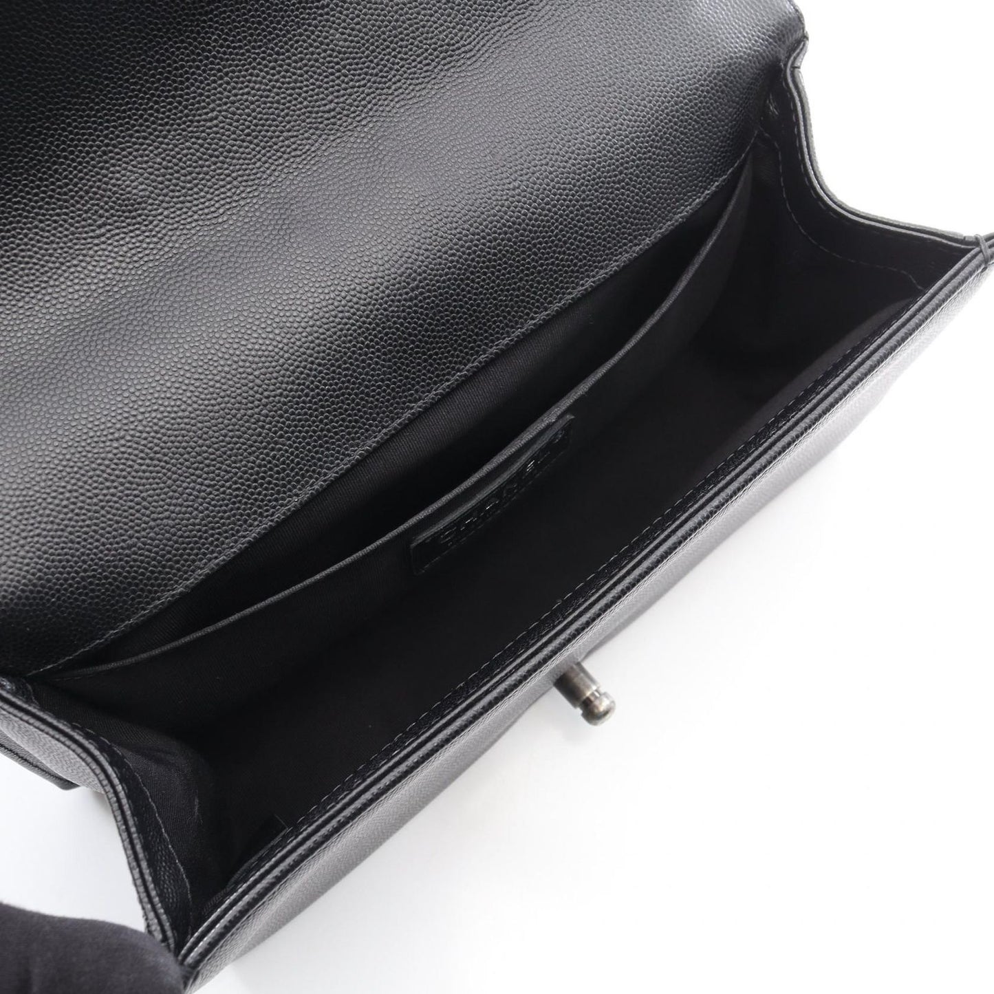 Chanel Shoulder Bag Black Caviar Leather Chain — view 3