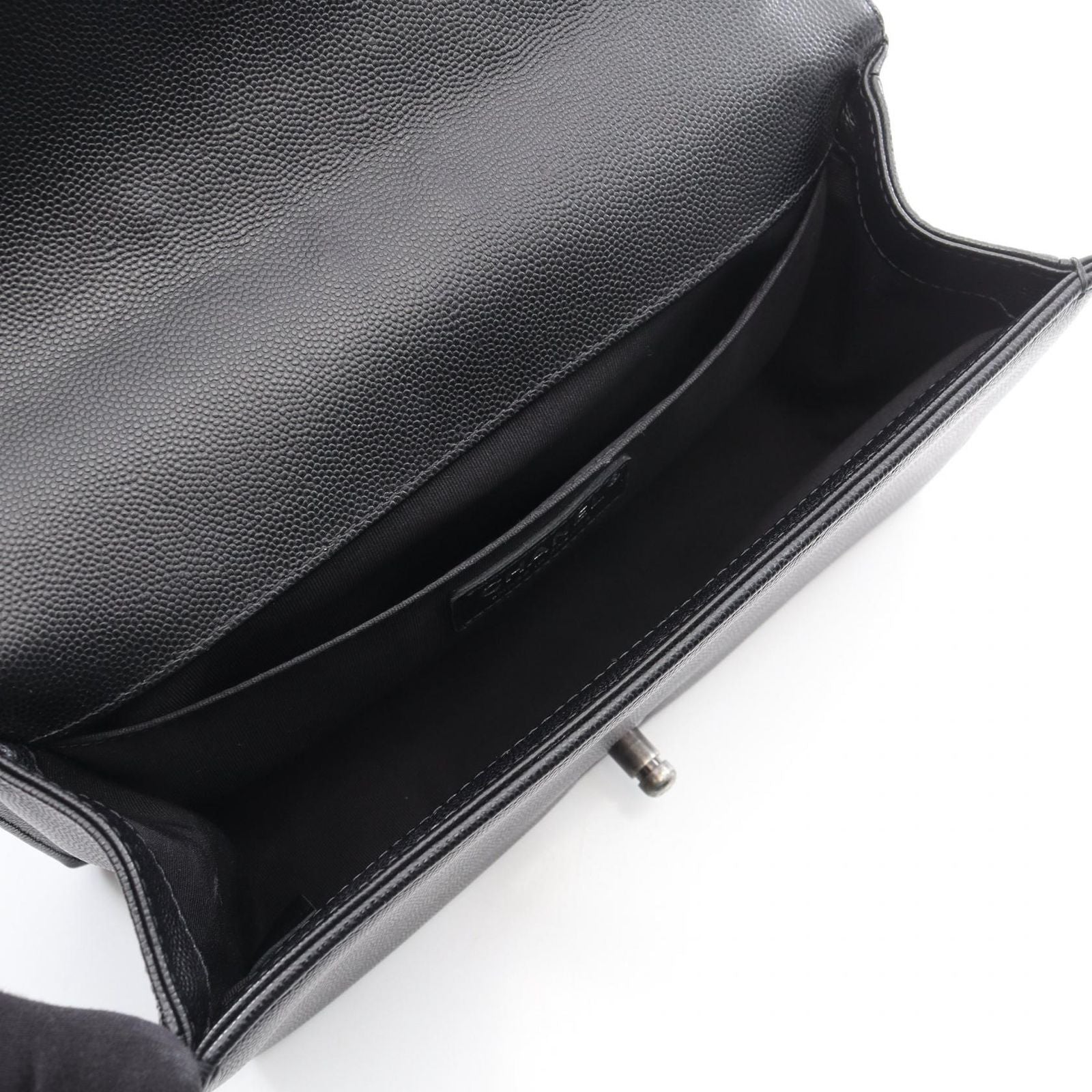 Chanel Shoulder Bag Black Caviar Leather Chain — view 3
