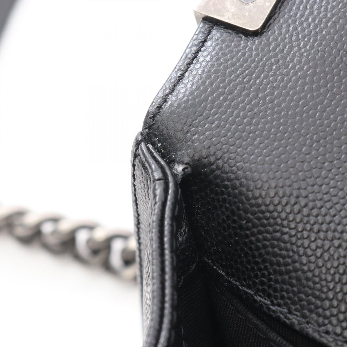 Chanel Shoulder Bag Black Caviar Leather Chain — view 7