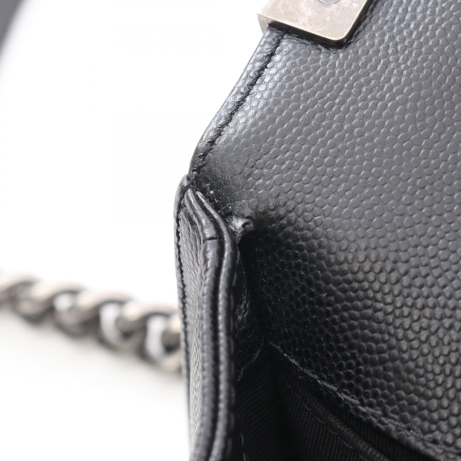 Chanel Shoulder Bag Black Caviar Leather Chain — view 7